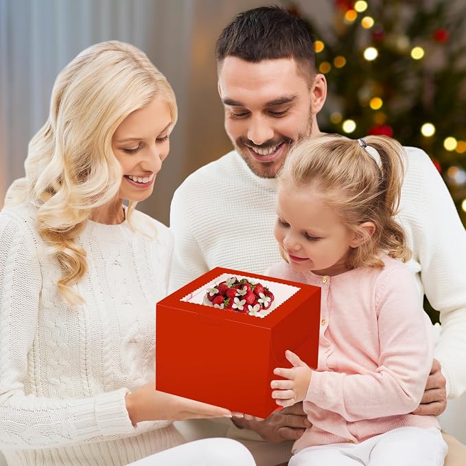 KPOSIYA 40pcs 6x6x5 inch Mini Cake Boxes with Cake Boards (20 Boxes & 20 Boards), 6 inch Small Cake Boxes with Lids,Cajas de mini pastel Bakery Boxes with Window for Christmas Thanksgiving