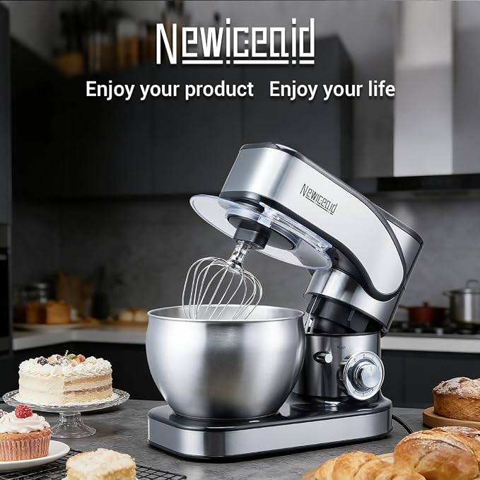 Stainless Steel Stand Mixer, 6-Speed Tilt-Head Mixer with 700W Powerful Motor, 7.4QT Large Capacity Bowl, Electric Kitchen Mixer with Dough Hook, Beater, Whisk for Baking & Dough Making