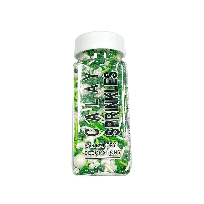 Green and White Pearl Jimmies Sprinkles for Cake Decorating Edible Star Sugar Pearls Patrick's Day Sprinkles Valentines Halloween Cake Cookie Cupcake and Cake Topper Decorations