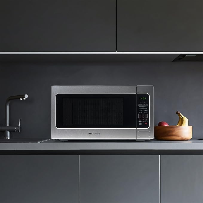 Farberware 1100W 2.2 cu ft Countertop Microwave Oven With Smart Sensor, LED Lighting, Child Lock - For Apartments and Dorms
