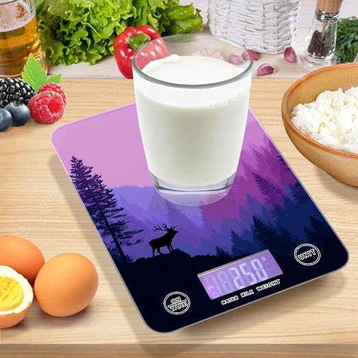 Food Scale Kitchen Scale Food Weight Scales Digital Weight Grams and Ounces Small Electronic Food Scale for Baking Cooking Purple Stag Mountains and Forest