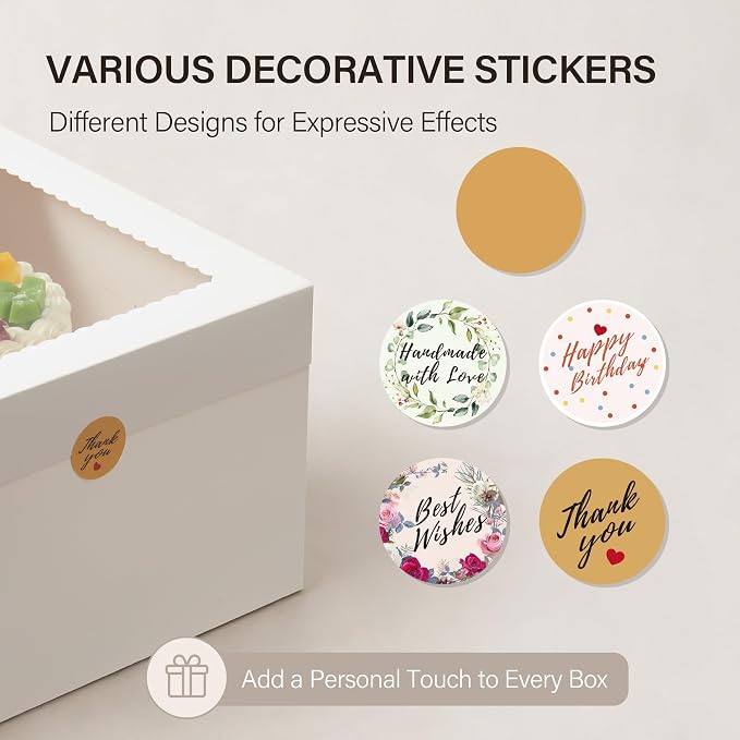 Kootek 4pcs Cake Boxes, 12x12x8 Inches Tall Cake Box with Window, White Bakery Boxes, Large Baking Boxes, Square Cardboard Cake Box for Multi-Layer Cakes, Cake Decorating Supplies for Gift Giving