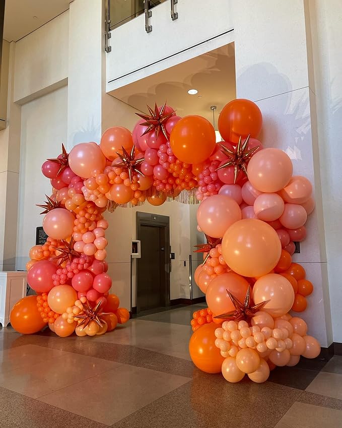 Orange Balloon Arch Kit, 143Pcs Matte Orange Latex Balloon Garland kit, 18 12 10 5 Inch Different Size Balloons for Thanksgiving Day Fall Theme Party Birthday Halloween Anniversary Decorations