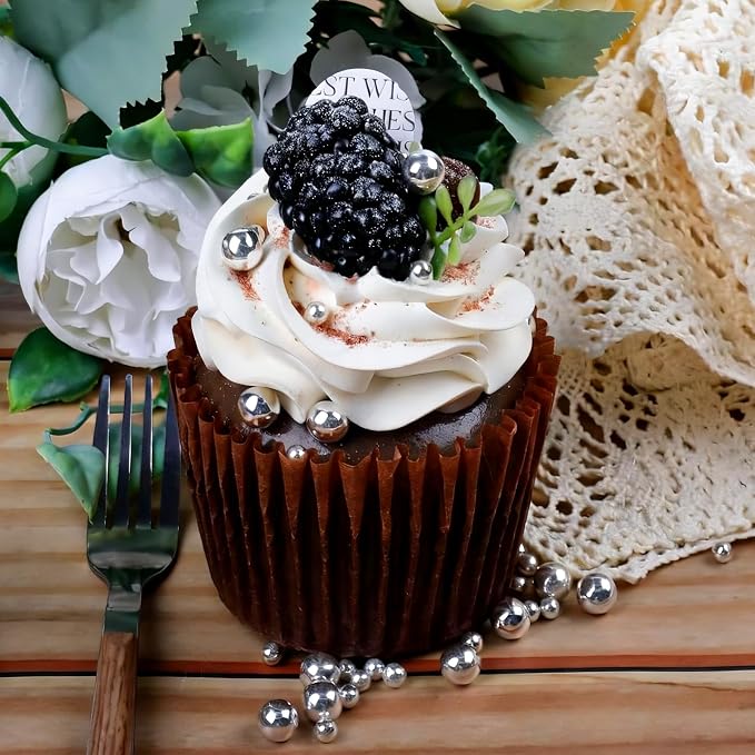 Pearl Sprinkles for Cake Decorating, 4 Sizes Edible White, Gold and Silver Pearl 130g/4.6oz, Cupcake, Ice Cream, Donuts, Macaron Toppings Supplies (2mm, 4mm, 7mm, 1cm)