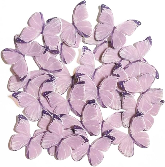 48Pcs Edible Wafer Paper Purple Butterflies Lavender Cupcake Topper Cake topper Cake Decorations