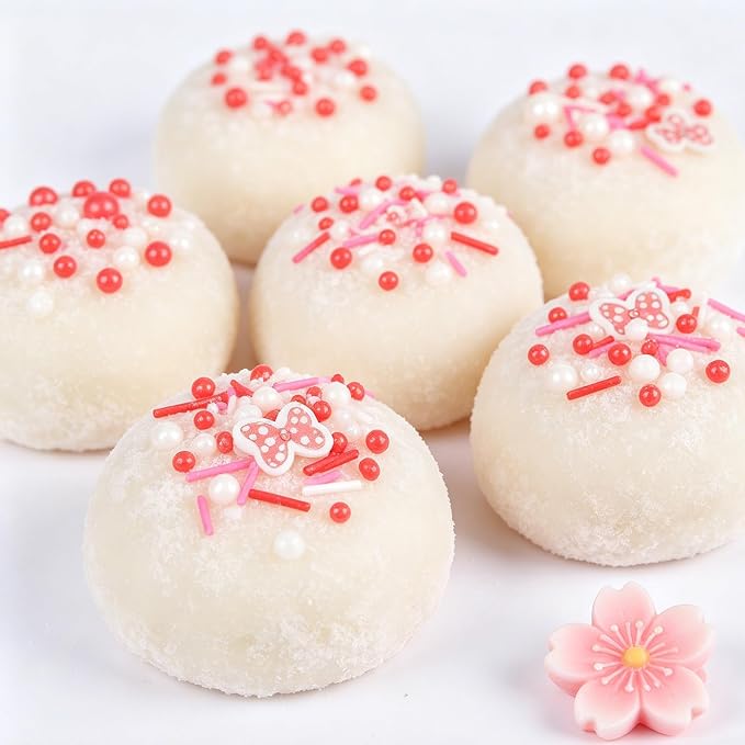 Twisweet Red Bow Sprinkles for Cake Decorating, Polka Dot Style Jimmies Sugar Pearls & Bow Confetti, Edible Baking Candy for Cupcake Cookie Ice Cream Cake Toppers, Girls Birthday Cartoon Party Decorations (130g/4.58oz)