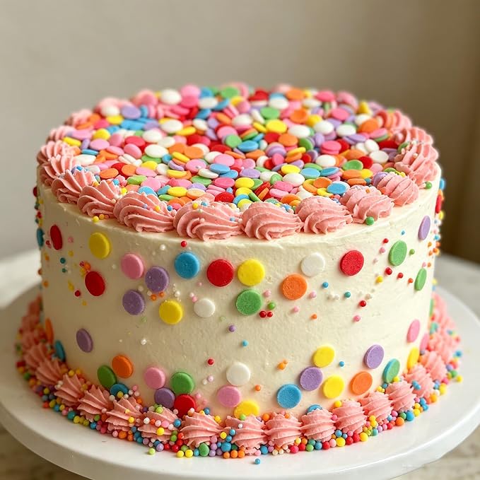 Sentovac Rainbow Round Confetti Sprinkles Edible Colorful for Cake Decorating Sprinkle Candy Cake Cupcake Cookie Baking Donuts Ice Cream Decorations Birthday Party Christmas Holiday Supplies