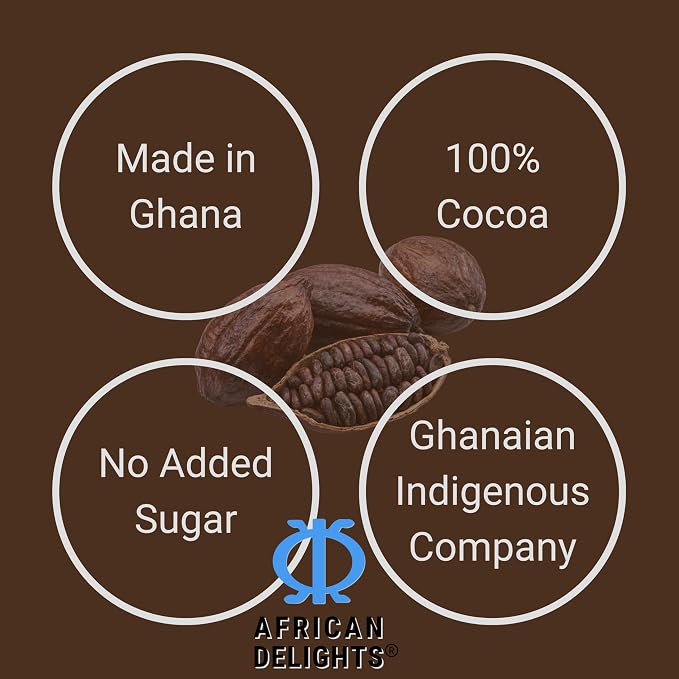 African Delights Royale Natural Cocoa Powder for Baking – Black, Dark, Ceremonial Cacao, Sugar Free, Raw Powder, High Flavanol Organic
