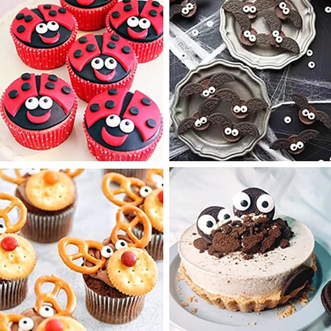 1 Bottle Candy Eyeballs Edible Eyes for Decorating Halloween Sprinkles Baking Cake Decorations Ice Cream Cookies Cupcake Toppers (Three Size Candy Eyes)