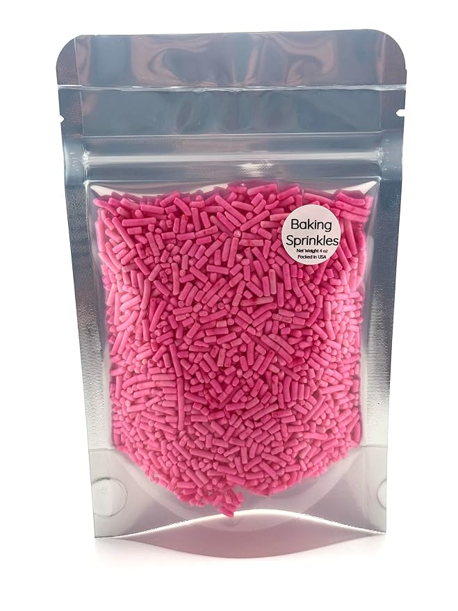 Pink Sprinkles 4oz pack for Baking Cakes, Cupcakes, Cookie Decorations, Ice Cream and Donut Toppings Edible Decorating Baking Supplies (Pink)