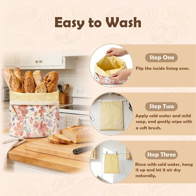 2 Pack Beeswax Bread Bags with Zipper Seal, Large 17''x13'' Reusable Bread Storage Bags with Natural Beeswax Liner, Cotton Cloth Sourdough Bags for Homemade Bread, Baking & Freezer Storage Keep Fresh