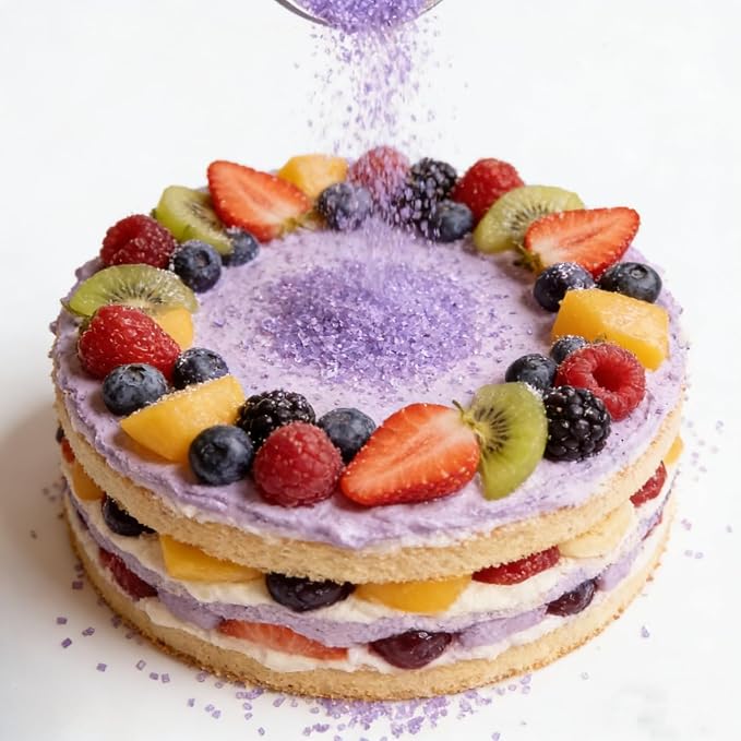 HeDeon&Rles Edible Purple Sanding Sugar Crystals for Baking 120g/4.23oz Sparkling Sugar Crystals Cake Cupcake Pancake Ice Cream Top Birthday Wedding Easter Halloween ChristmasCake Decoration