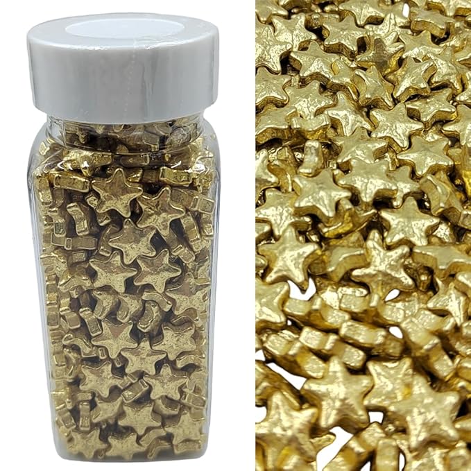 10mm Gold Stars Sprinkles Edible Stars for Cake Decorating Star Cake Decorations Cupcake Toppers Baking Cookie Decorating Ice Cream Toppings