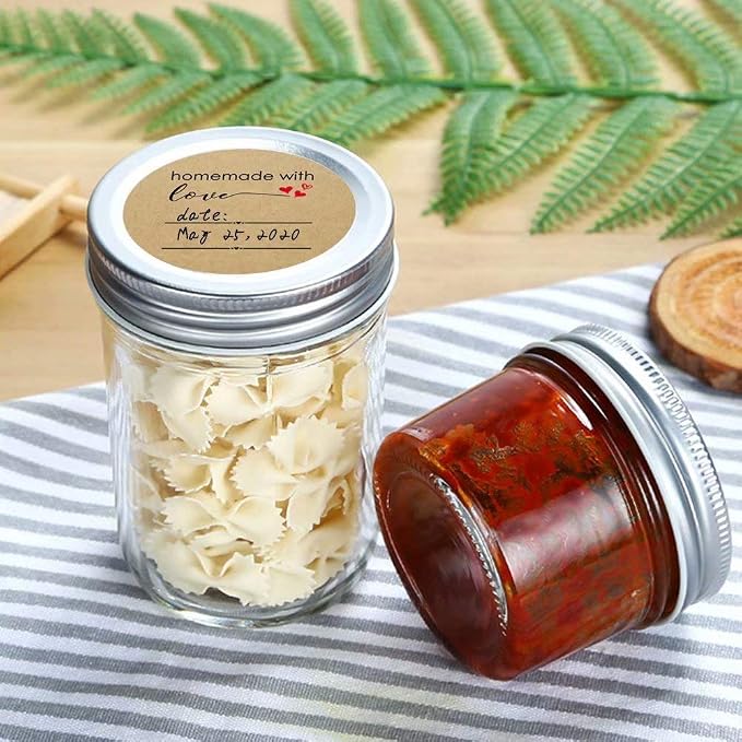 2 Inch Homemade with Love Sticker with Lines for Writing (500 Labels per roll) Brown Kraft Stickers for Canning Labels Jar, Store Owners, Crafts, Organizing, Gift, Price Tags, Envelop Seal