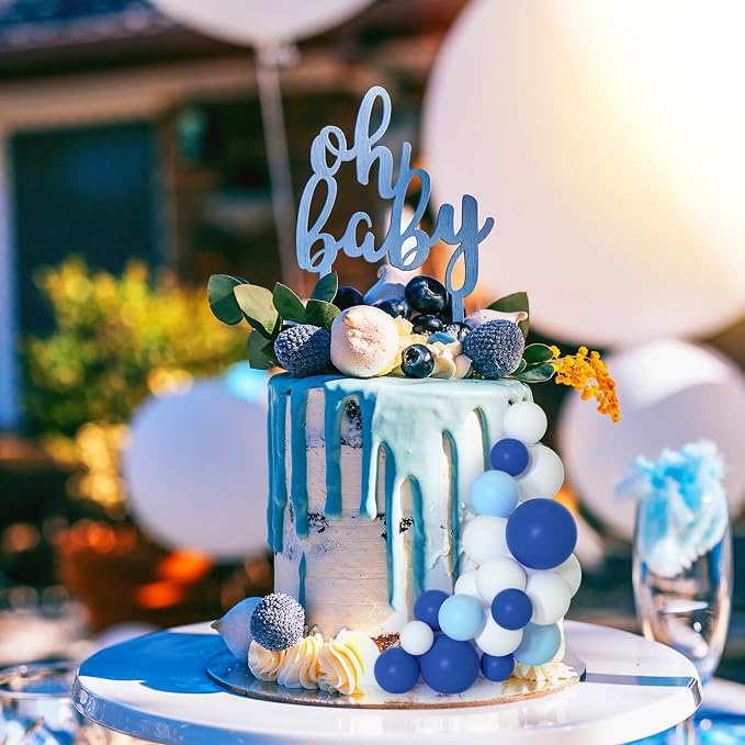 75 Pieces Cake Balls Topper Decorations Foam Cupcake Topper Mini Balloon Cake Topper Balls Cake Picks for Cake Deco Birthday Party Wedding(Royal Blue, Light Blue, White)