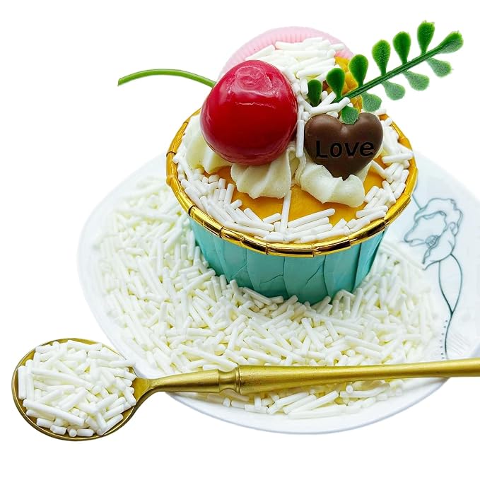 CandiJumpin White Jimmy Sprinkles, White Sprinkles for Cake Decorating Edible Cake Jimmies Edible Crunchy Jimmies Ice Cream Toppings, Baby Shower Party Wedding Christmas Supplies 3 OZ