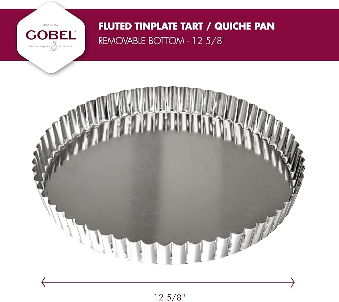 Gobel - Tinplate Round Fluted Tart Mold/Quiche Pan with Removable Bottom - 12 5/8"