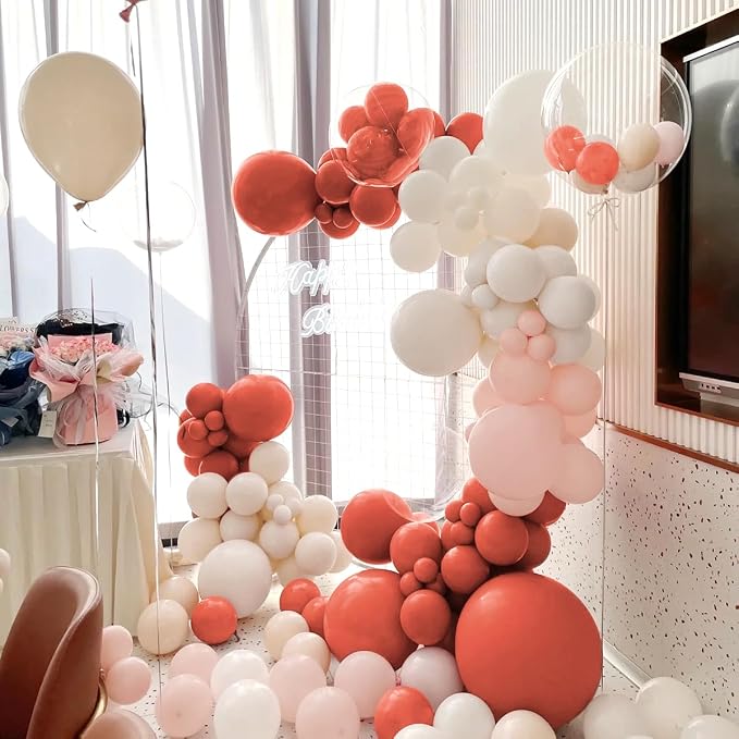 Dusty Orange White Nude Pink Balloon Garland Arch Kit, 160Pcs Boho Latex Balloons Different Size 18 12 10 5 inch for Birthday Bridal Baby Shower Gender Reveal Wedding Retirement Party