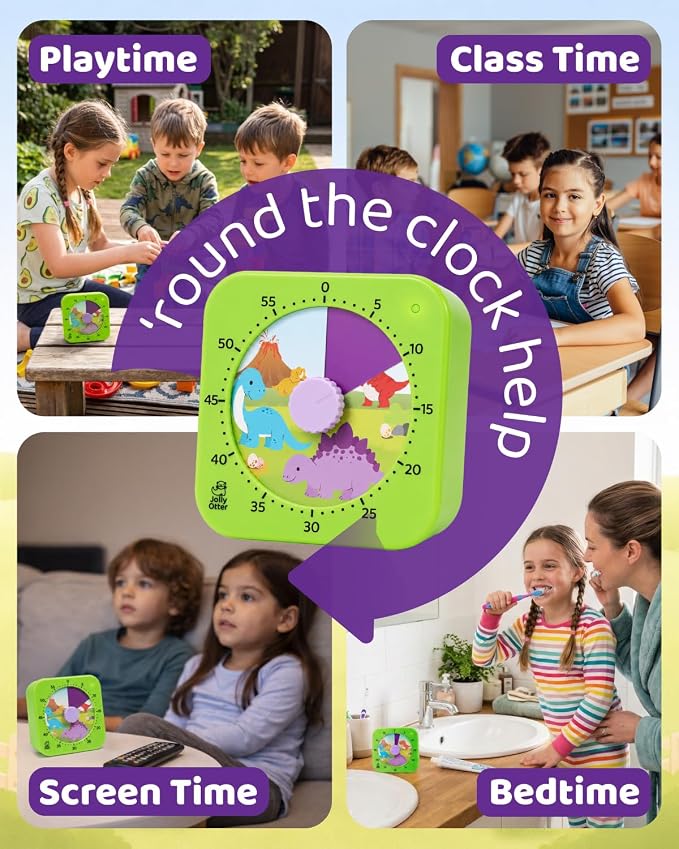 Visual Timer for Kids - The Perfect Kids Timer Visual Aid for Classroom, Home & Desk Use - Great for Study, Productivity, Toddlers Shower & Potty Training Time 60 Minute Countdown Timers (Dinosaur)