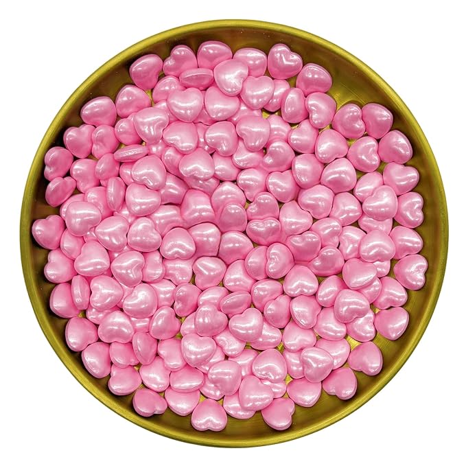 Dynastang Pink Heart Sprinkles Edible Heart Cake Decorating Heart Cake Decorations Cupcake Toppers Cookie Decorating Perfect for Cakes, Cupcakes, Desserts Toppings 3OZ