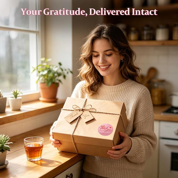 BEYGORM 1000 PCS Thank You Stickers for Small Business, 1.5 in Waterproof Pink Round Gold Foil Packaging Labels, Elegant Envelope Seals for Shipping, Bakery, Cookies, and Gift Boxes