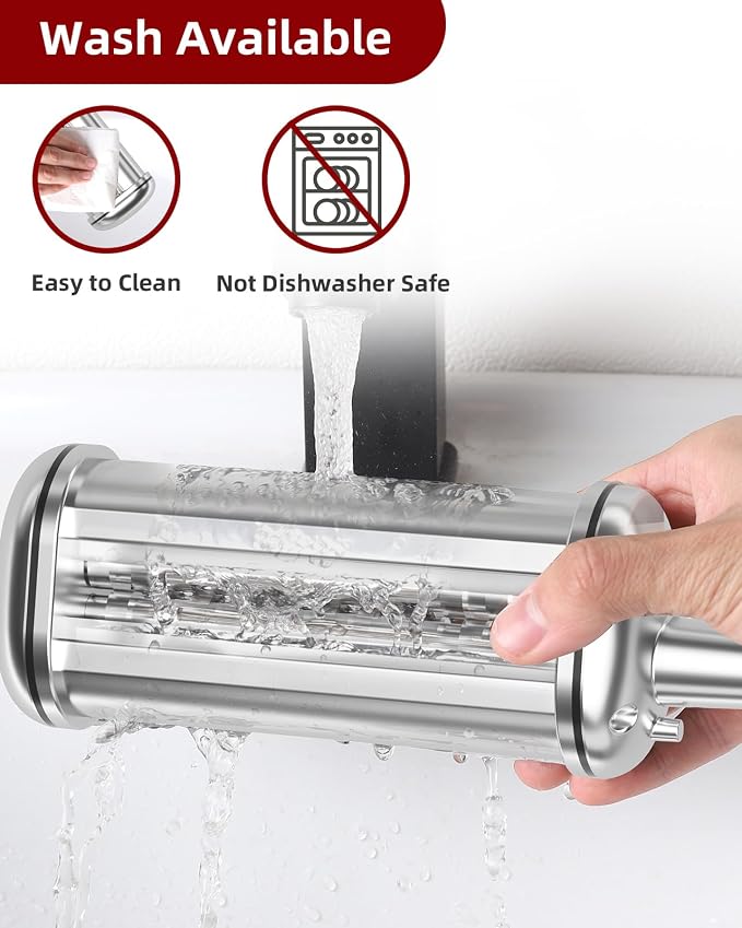 3PCS Pasta Maker Attachment for All Kitchenaid Stand Mixers, Stainless Steel Pasta Attachments Include Spaghetti Cutter & Fettuccine Cutter, Pasta Roller with 8 thickness knob