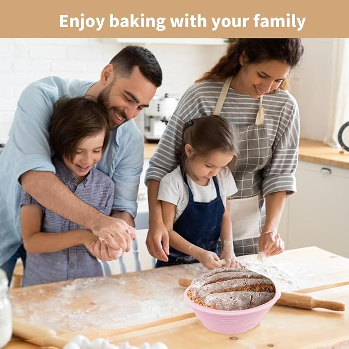 Banneton Bread Proofing Baskets,Silicone Sourdough Bread Baking Supplies, Bread Proofing Baskets for Sourdough, 10" Oval Collapsible Sourdough Baking Basket (Pink)