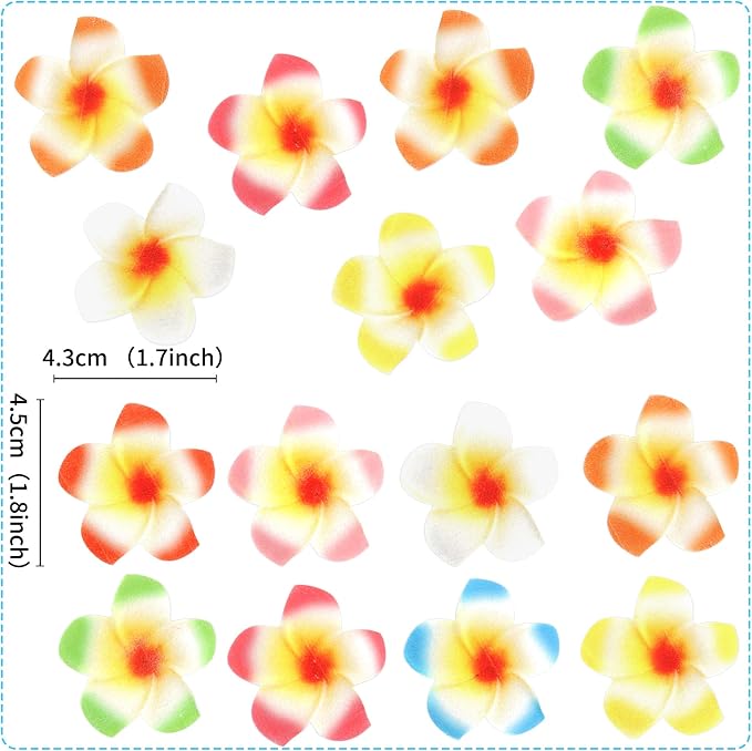 40Pcs Edible Frangipani Cupcake Toppers Edible Summer Hawaii Flowers Cupcake Picks for Hawaiian Floral Bridal Shower Engagement Wedding Cake Decors Hawaii Girls Birthday Party Decorations
