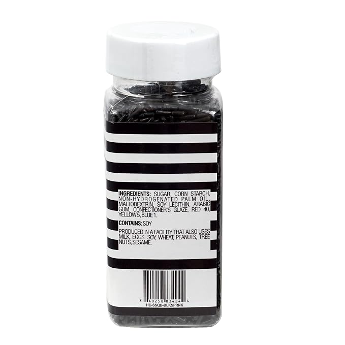 Black Sprinkles Jimmies 3.17 oz, Sprinkles For Cake Decorating, Cake Sprinkles, Sprinkles For Baking, Ice Cream & More, The Hampton Candy Company