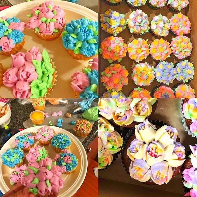 Russian Piping Tips 26 pcs-14 icing Nozzel (2 leaf Tips)+10 Baking Pastry Bags+2 Couplers Frosting Tips Set (26 pcs)