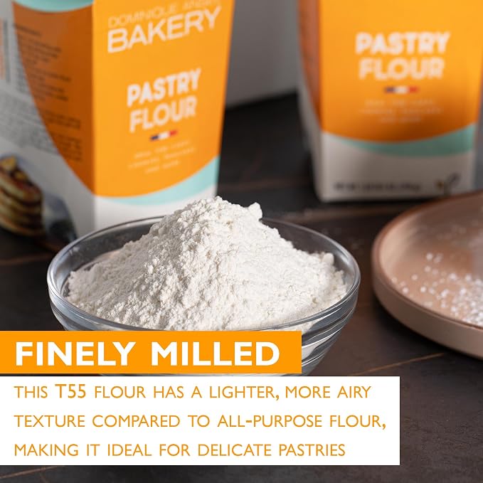 Fine French Pastry Flour, 2 Pack, by Dominique Ansel & Grands Moulins De Paris, T55 Soft White Wheat Flour From France, Ideal for Baking Pancakes, Sponge Cakes and Light and Airy Pastries, 1.65lb Carton, Pack of 2