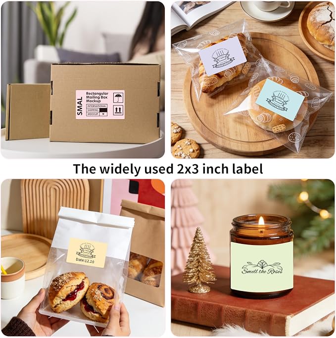 2"x3" 500pcs Rectangle Thermal Labels, Colored Stickers for Thermal Printer | Waterproof, Multi-Color, Macaron Pastel, Oil-Proof, BPA-Free, Strong Adhesive, DIY Logo, Compatible with Munbyn/Rollo/Zebra