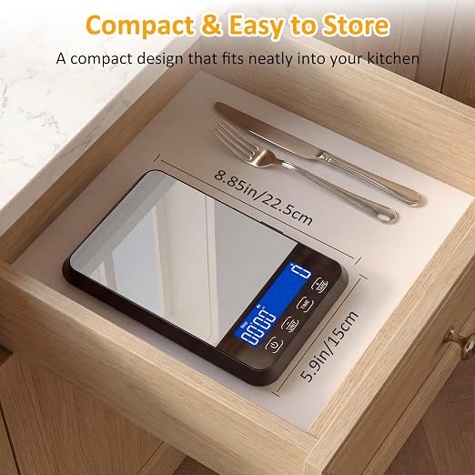 Letron Food Scale, 33 lb / 0.1 oz High Precision Kitchen Scale for Sourdough Bread, Built-in 7 Units, Timing & Tare Function, Rechargeable Digital Kitchen Scale for Food, Baking, Cooking, White