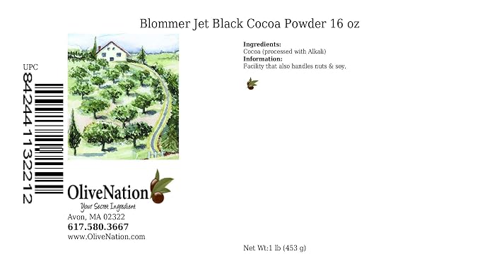 Blommer Jet Black Cocoa Powder 16 oz by Blommer | Dutch Process Extra Dark Unsweetened Baking Cocoa - Intense Taste & Color in Cakes, Cookies, Frosting/Fillings, Hot Chocolate