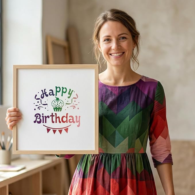 4Pcs Happy Birthday Cake Stencil, Patterns Hearts Floral for Baking | 4Pcs cake stencils:Happy Birthday,Hearts,Love,Floral.Food-grade PET,reusable,smooth edges.For fondant,buttercream,cookies