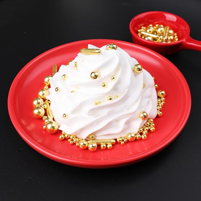Sprinkles, Gold Pearl Sprinkles Mix, 130g/4.6oz Edible Sprinkles for Cake Decorating, Candy Baking Decorations, Ice Cream Toppings and Cookie Decorating, Wedding Party Valentines Supplies