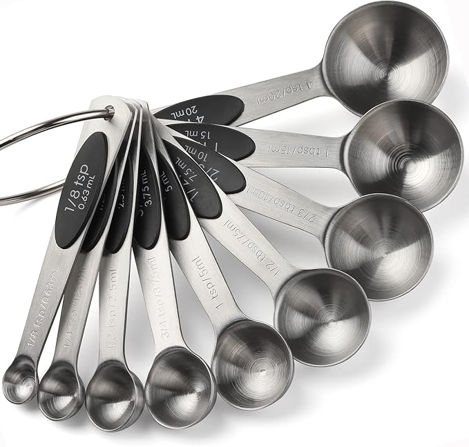 Magnetic Measuring Spoons Set of 9 Stainless Steel Stackable Measuring Spoons Heavy Duty Nesting Teaspoons Tablespoons for Measuring Dry and Liquid Ingredients