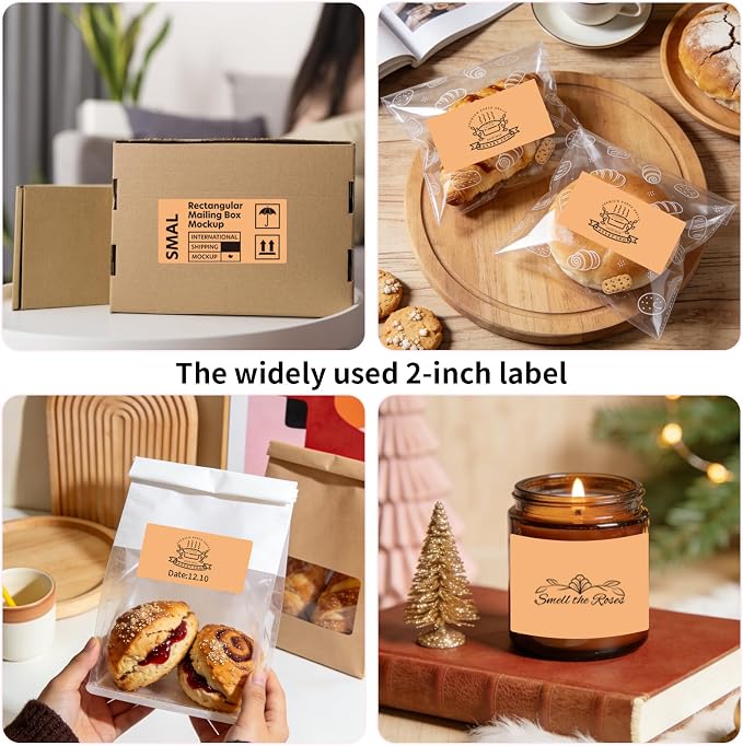 500 Labels/Roll 2" x 4" Apricot Thermal Labels, Self-Adhesive Rectangle Sticker for Shipping, Address, Candle, Soap, Mailing, Branding