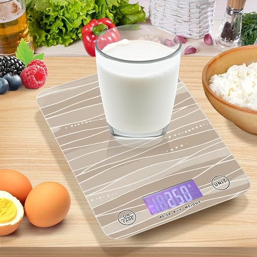 Food Scale Kitchen Scale Food Weight Scales Digital Weight Grams and Ounces Small Electronic Food Scale for Baking Cooking Light Brown Boho Wave