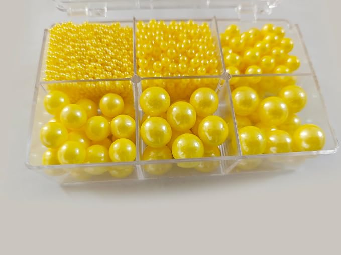 5 Sizes Edible Yellow Pearls Sugar Sprinkles 130g/4.6oz, 2,4,7,10,12mm Candy Pearl for Cake Decorating and Cupcake Toppers Cookie Decorations Ice Cream Topping Wedding Valentines Halloween Christmas