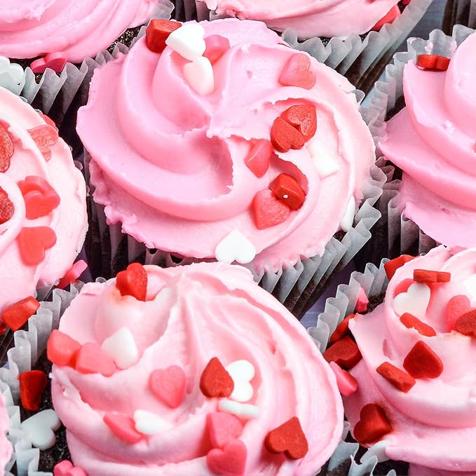 Twisweet Mini Heart Sprinkles for Cake Decorating, Edible Red Pink White Sugar Sprinkles, Mix Baking Candy, Cupcake Topper Cookie Ice Cream Cake Decorations, Valentine Mother's Day Birthday Wedding Party Supplies (100g/3.53oz)