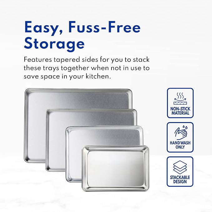 New Star Foodservice Commercial-Grade 18-Gauge Aluminum Sheet Pan/Bun Pan, Two Thirds Size, 15 x 21 x 1 in