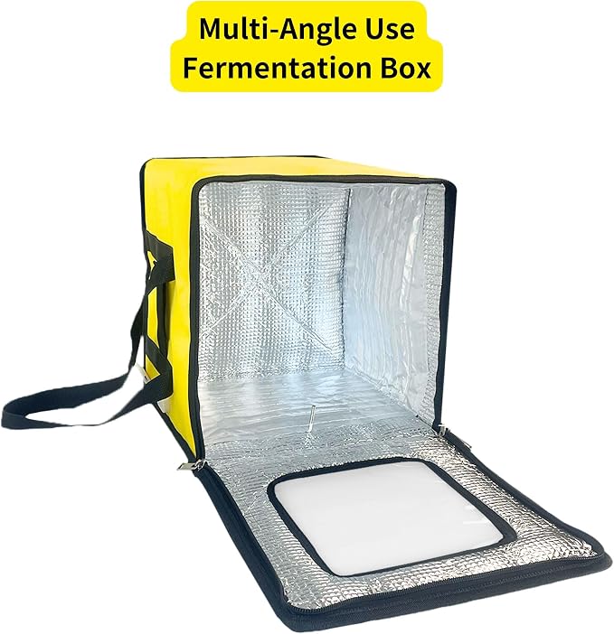 Cloud Fire1.5 cu ft Foldable Dough Proofing Box with PID Temperature Control, NTC Sensor, Bread Proofer with 34–122°F Range & Timer, Fermentation Box for Sourdough, Yogurt, Natto, Yellow