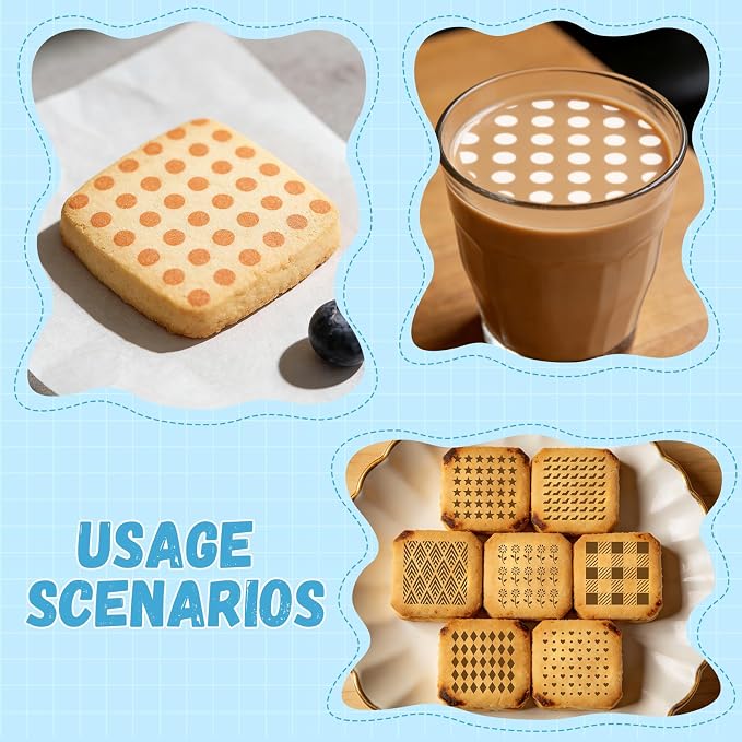 25 PCS Cookie Stencils Set, Reusable Baking Stencils with Checkered Heart Polka Dot Honeycomb Line Brick Star Patterns for Royal Icing Cake Decorating DIY Airbrush Templates for Cookies Coffee