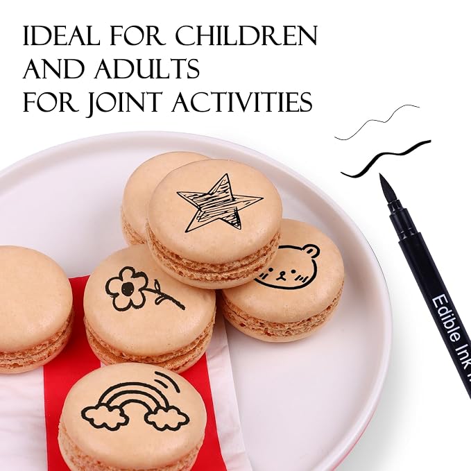 Edible Black Food Coloring Markers Double Tips 3PCS Black Ink Pen Food Grade Gourmet Writer for Decorating Fondant Cakes Cookies Frosting Easter Eggs Thick Fine Tip by Edibleink