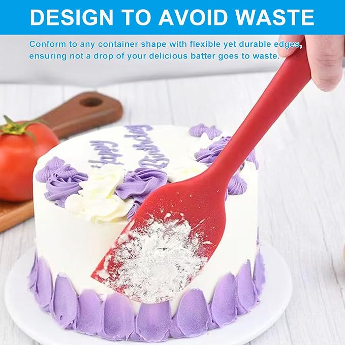 11in Heat Resistant Silicone Spatula,High Temp Flexible Kitchen Scrapers Food Grade Bowl Scrapers,Seamless Baking Supplies Scratch-Proof for Scraping Non-Stick Pans Cooking(Red1)