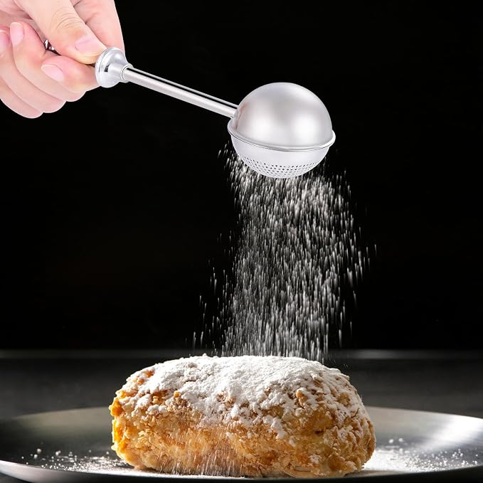 Sugar Shaker, Powdered Sugar Shaker Duster with 18/8 Stainless Steel Fine Mesh Dispenser Sugars and Spring Operated Handle for Sugar and Spices XVBITOR