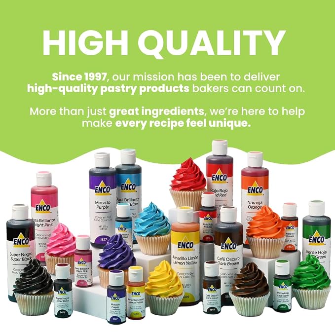 ENCO Food Coloring Gel Lime Green 8.8 oz (250g) Concentrated, Vegan