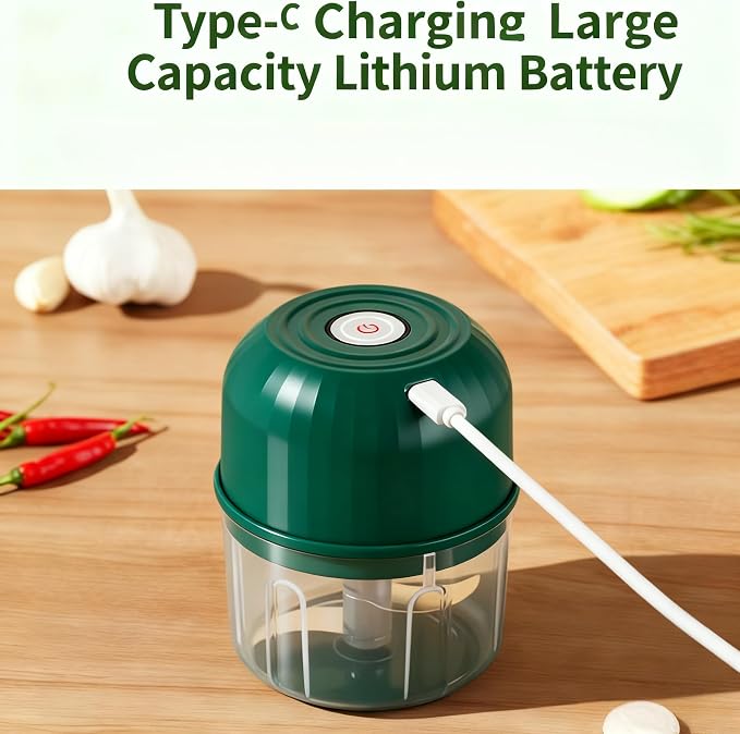 Portable Wireless Food Processor, Mini Electric Garlic Chopper for Vegetables, Nuts, Baby Food, Compact & Rechargeable Kitchen Gadget with Splash-Proof Design
