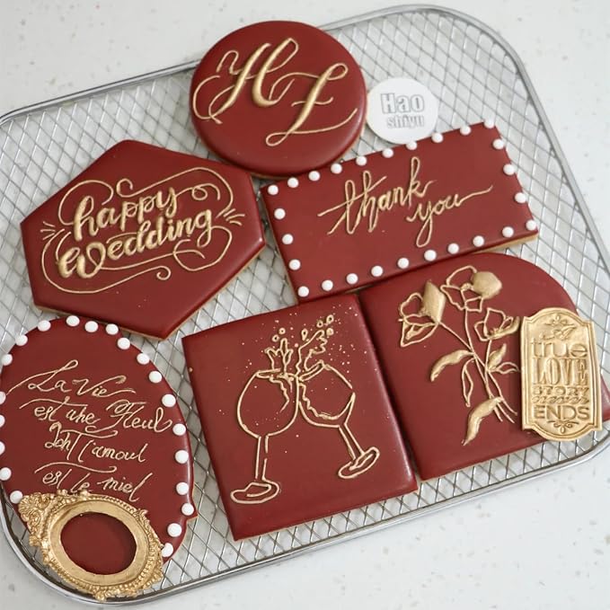 9 Pieces Geometric Plaque Cookie Cutter Set,Arch,Oval,Hexagon,Square,Rectangle,Circle,D-Shape,Long Diamond Frame Shape Stainless steel Molds for Kitchen Baking